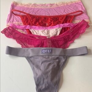 Free People / Urban Outfitters Assortment of Panties 5 Pairs. Size Medium / 6